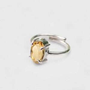 Natural Citrine Diamond Cut Stone Ring